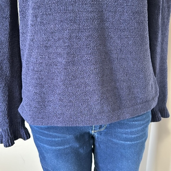 Lilly Pulitzer Calloway Chenille Ruffle Sleeve Sweater Crewneck Navy Sz S - Picture 5 of 11